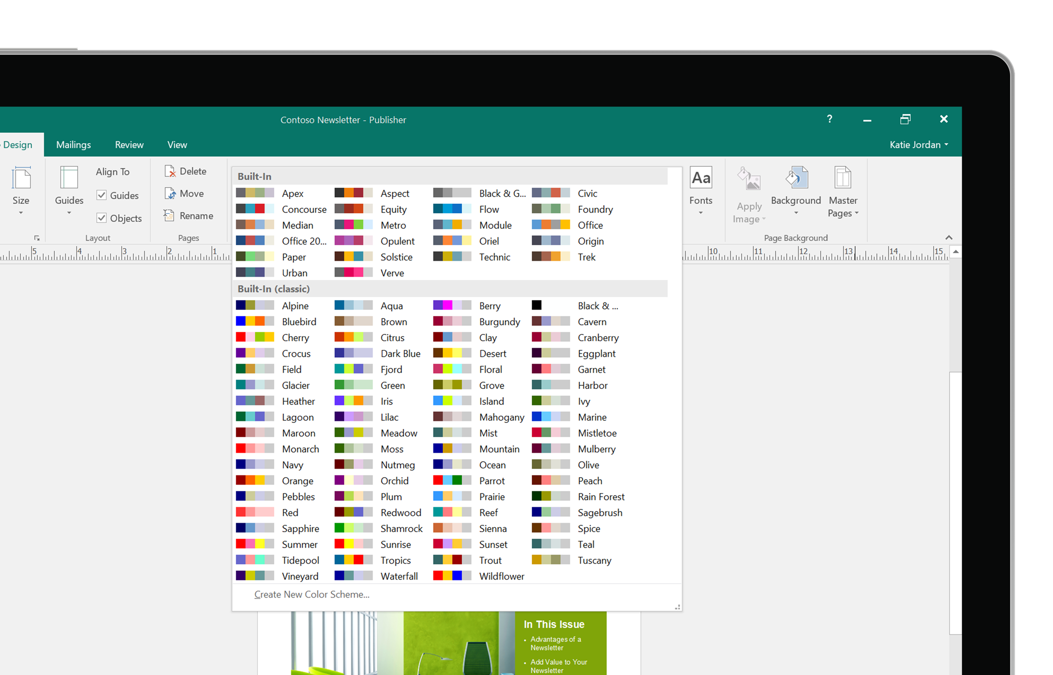 screenshot of Microsoft Publisher